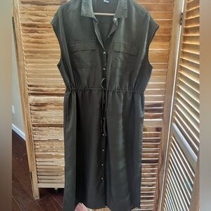Old Navy Dark Olive Sleeveless Midi Dress